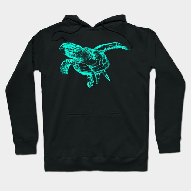 Sea Turtle (Neon) Hoodie by VectorInk